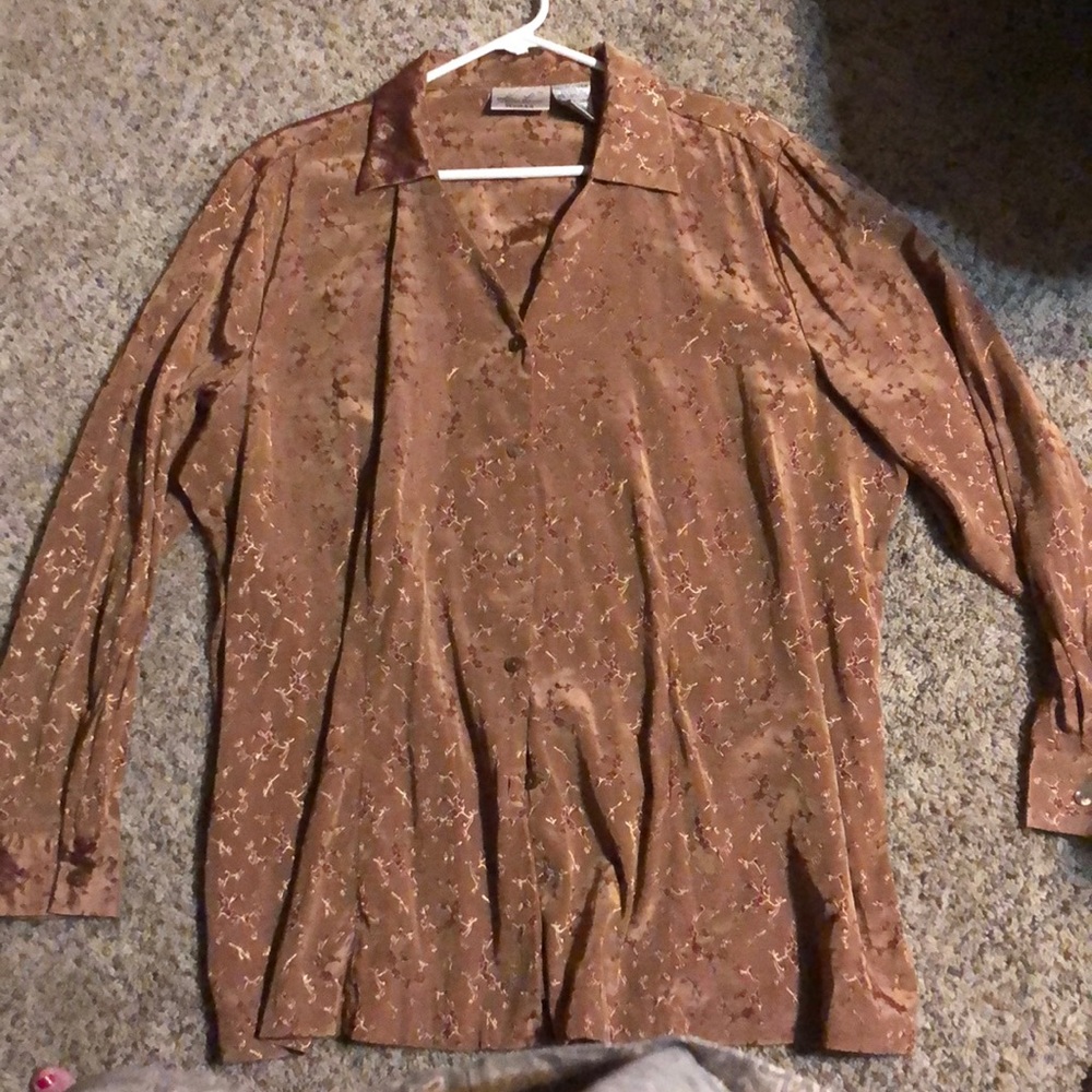 Brown Kathie Lee button down dress shirt